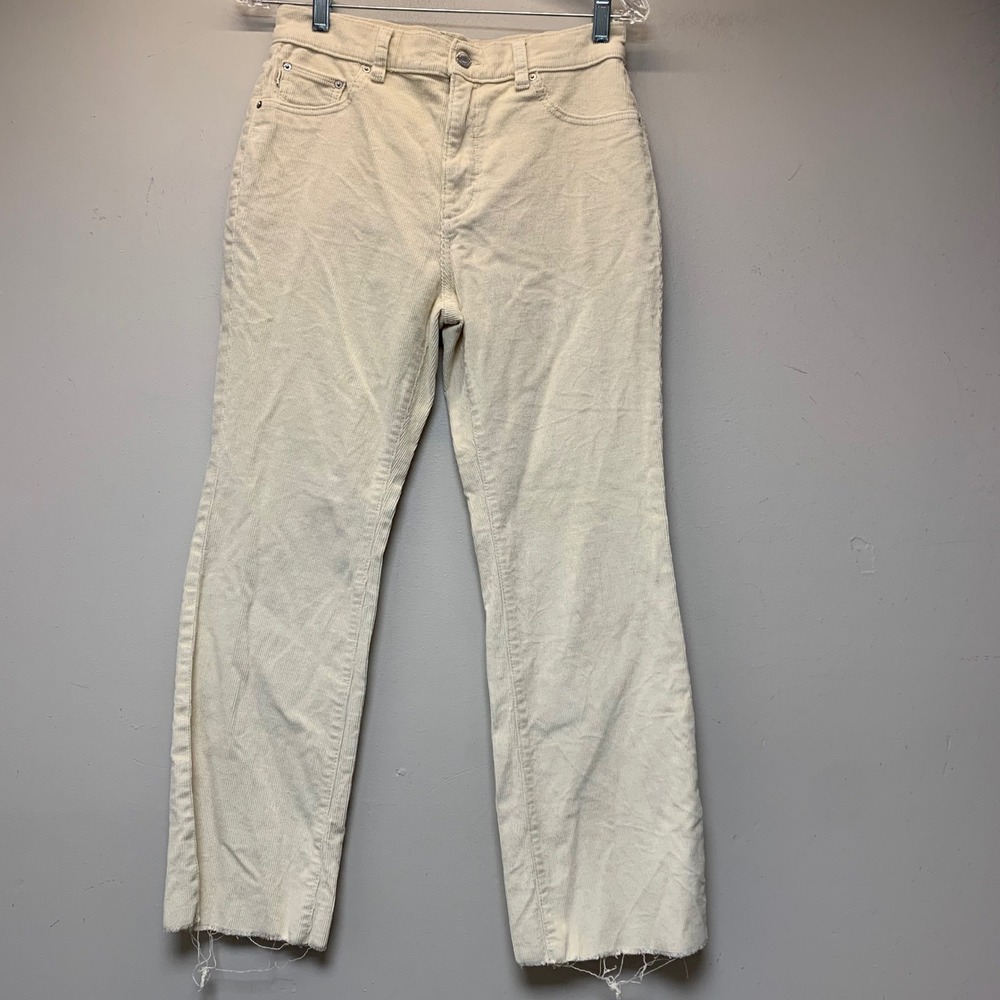 DL1961 Bridget Boot Corduroy Pants Womens 27 Cream Good Raw Hem Instasculpt